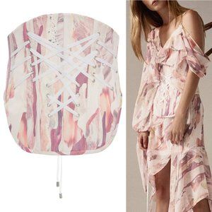 Acler Redden Lace-Up Corset in Pink Collage NWT 8